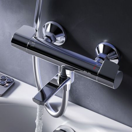 Смеситель для ванны и душа Am.Pm X-Joy F85A50000 настенный хром с термостатом