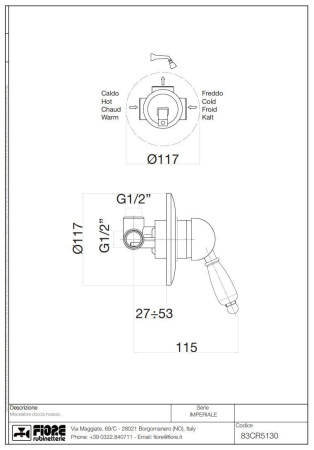 Смеситель Fiore Imperiale 83CR5130 встраиваемый хром