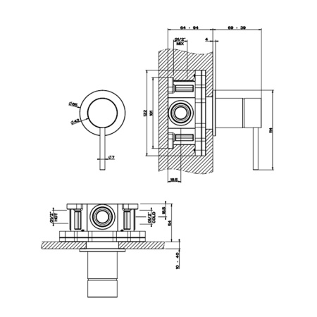 Смеситель для душа Gessi GESSI 316 54019#726 встраиваемый в стену бронза (внешняя часть)