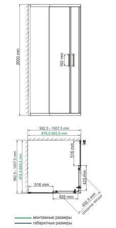 Душевой уголок Wasserkraft Tauber 64S 64S19 100х100 стекло прозрачное профиль никель без поддона