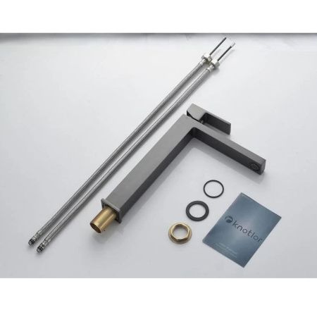 Смеситель для раковины Knotlor STABLE KN-24/GM на столешницу вороненая сталь