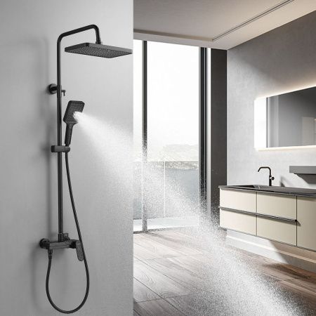 Душевая стойка Shevanik S4536H настенная цвет черный