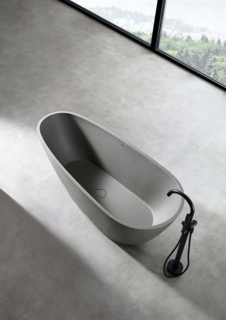 Ванна из искусственного камня Abber Dortmund AM9911MLG 170х75 отдельностоящая овальная с каркасом