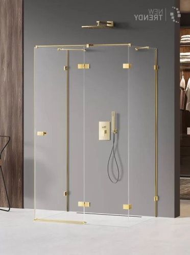 Душевой уголок New Trendy AVEXA Gold EXK-2137 100х80 стекло прозрачное профиль золото без поддона
