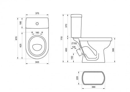 Унитаз-компакт напольный с бачком Santeri Визит 1P4053S0100BF белый с сиденьем каскадный смыв