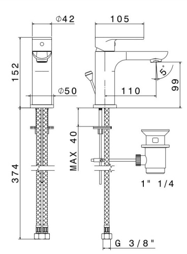 Смеситель Kerama Marazzi PIANO 69310KM.21.018 на раковину хром - фото 2