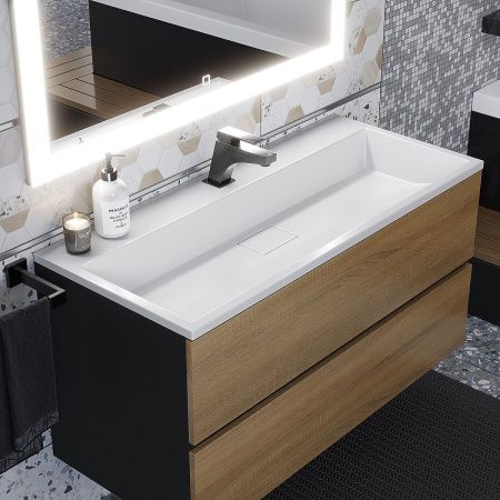 Тумба с раковиной Uperwood Barsa 293020544 100х50 цвет коричневый/черный