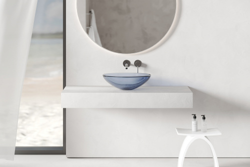 Раковина из полиэфирной смолы ABBER Kristall AT2802Saphir 50х35 накладная цвет синий без отверстий под смеситель - фото 5