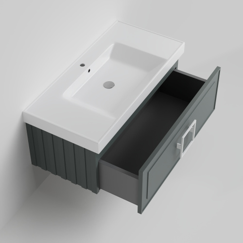 Тумба с раковиной La Fenice CUBO NFNC-01-CUB-G-100-2-100 101х36х49 подвесная цвет серо-зеленый - фото 2