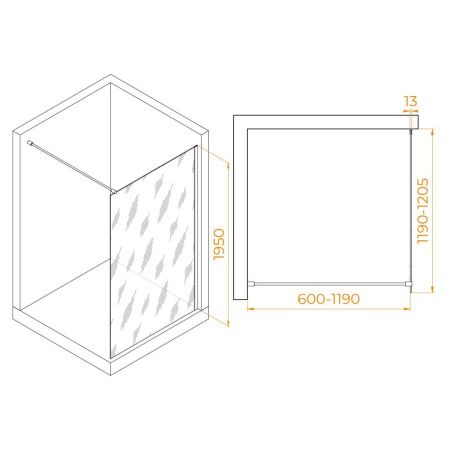 Душевая перегородка RGW Walk In 351001012-11 120х195 стекло прозрачное профиль хром