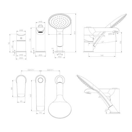 Смеситель Rossinka W W40-39 на борт ванны белый/хром