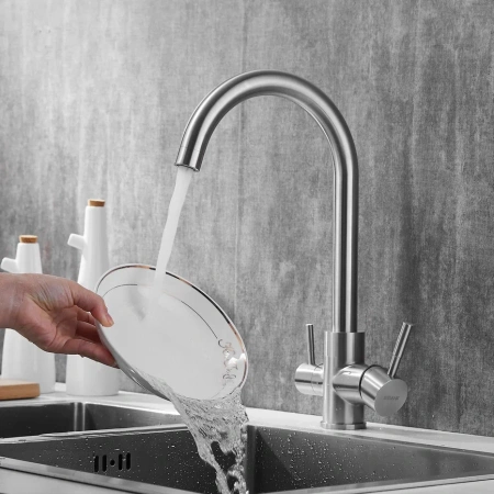 Смеситель для кухни Shevanik S168B на мойку сатин