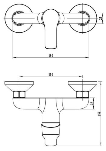 Смеситель для ванны и душа Voda Reef RE80 настенный хром - фото 3