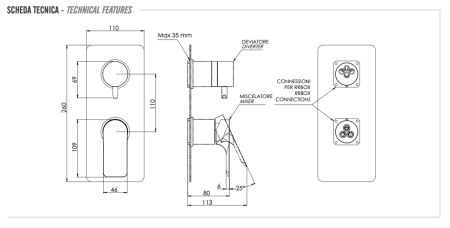 Смеситель для душа Remer Infinity I93KBNO встраиваемый в стену черный