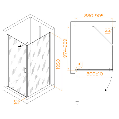 Душевой уголок RGW Leipzig 06123490-11 90х100 стекло прозрачное профиль хром глянцевый без поддона - фото 2