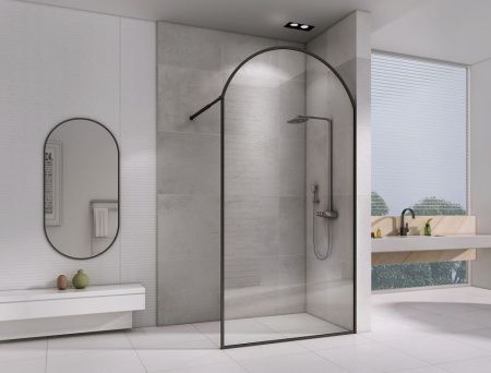 Душевая перегородка Abber Immer Offen AG64100BN 100х230 стекло прозрачное профиль черный