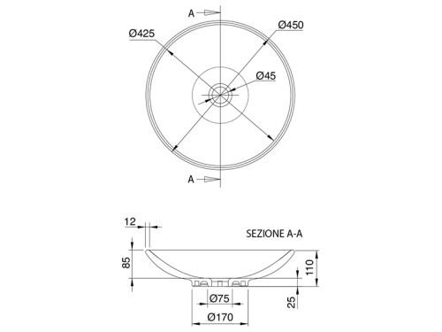 Раковина из санфаянса Scarabeo Thin-Line 8044 45х45 накладная цвет белый - фото 3
