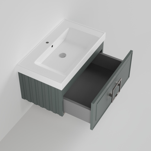 Тумба с раковиной La Fenice CUBO NFNC-01-CUB-G-80-1-80 90х36х49 подвесная цвет серо-зеленый - фото 2