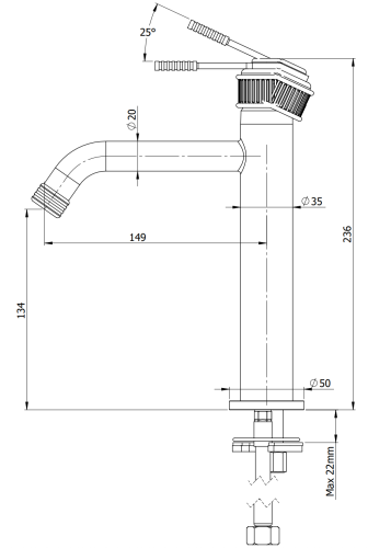 Смеситель Remer Atelier AL12ACFP на раковину черный брашированный хром - фото 2