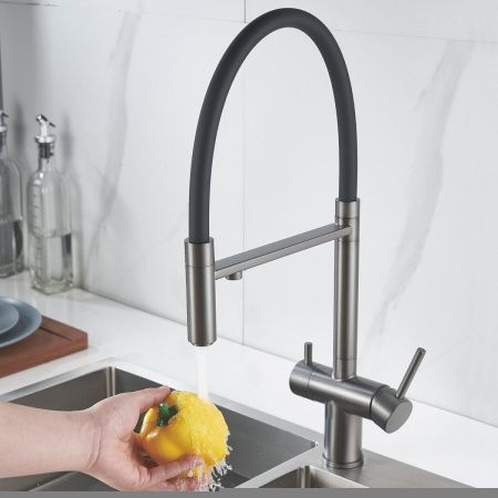 Смеситель для кухни Shevanik S178T на мойку оружейная сталь