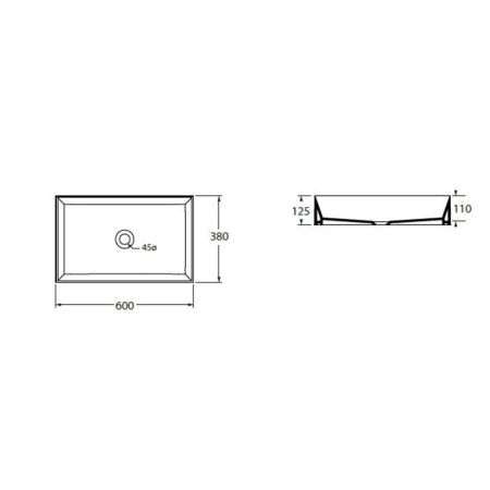 Раковина керамическая Azzurra ELEGANCE ELLA060380Q0BI/(EQA6038*bi)*0 60 см накладная цвет белый без отверстий под смеситель