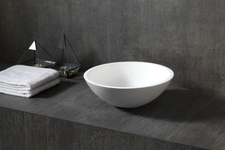 Раковина из искусственного камня Abber STEIN AS2608 40х40 накладная цвет белый без отверстий под смеситель