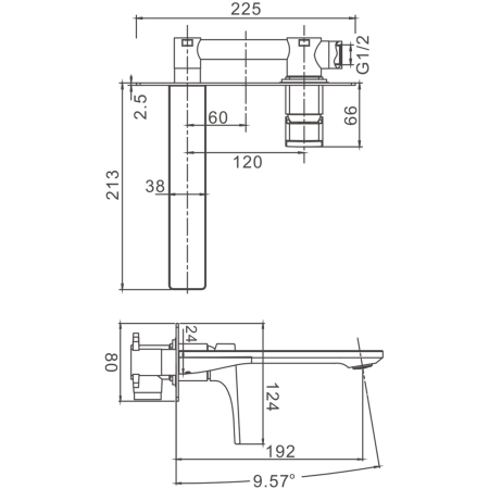 Смеситель BELZ B14709-3 встраиваемый в стену оружейная сталь