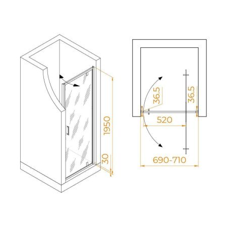 Душевая дверь RGW Leipzig 711210207-11 70х195 стекло прозрачное профиль хром