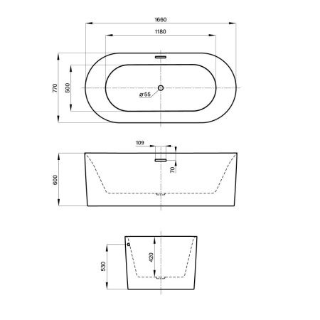 Ванна акриловая Wellsee Chalice Perfection 230602000 170х75 отдельностоящая овальная с ножками