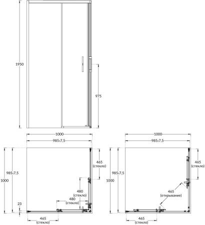 Душевой уголок Kerama Marazzi VETRO VE.100.SSD.BLK.M 100х100 стекло прозрачное профиль черный без поддона