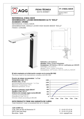 Смеситель AQG Bold 01BOL120BL на столешницу белый матовый