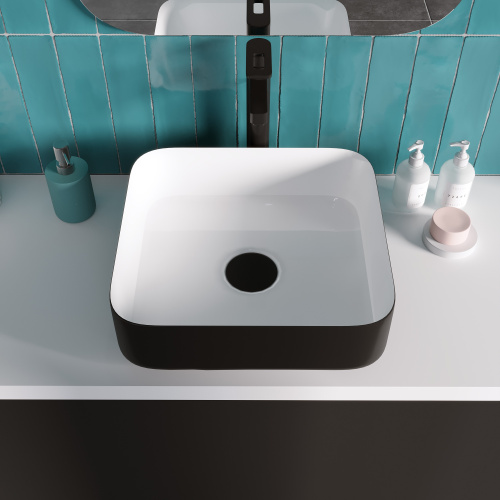 Раковина Grossman Color 39 см GR-4042BW накладная цвет черный/белый - фото 5