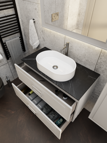 Тумба со столешницей La Fenice CUBO TWIN NFNC-01-CUB-C-90-2-3-GB 90х62х49 подвесная цвет бежевый - фото 4