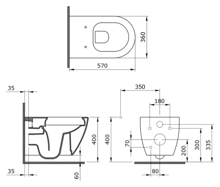 Унитаз подвесной Ambassador Queen 113T20001R-112T20001S белый глянцевый с сиденьем микролифт безободковый каскадный смыв