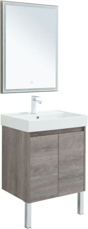 Комплект мебели: тумба с раковиной + зеркало Aquanet Nova Lite 00302533 60х50 напольный цвет коричневый