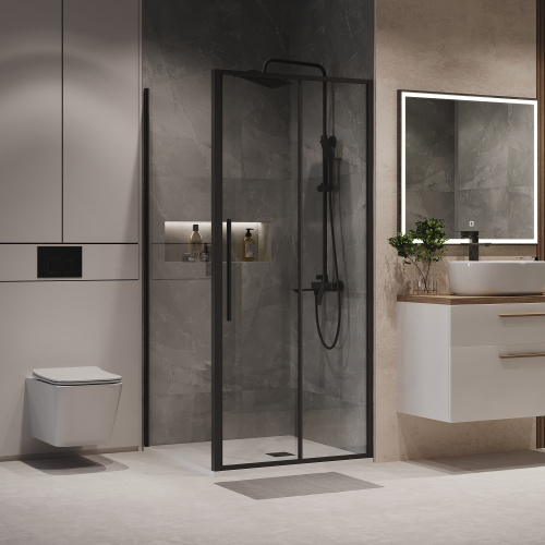 Душевой уголок Niagara Nova NG-84-9AB-A90B-34 90х90 стекло прозрачное профиль черный матовый без поддона - фото 2