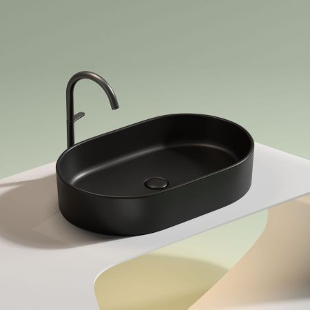 Раковина из сантехнического фарфора Ceramica Nova ELEMENT CN6048MB 60х40 накладная цвет черный
