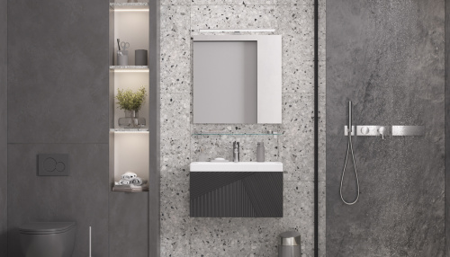 Тумба под раковину Velvex EDGE tp.EDG.9696.70.1Y графит 69х39х34 подвесная цвет графит - фото 5