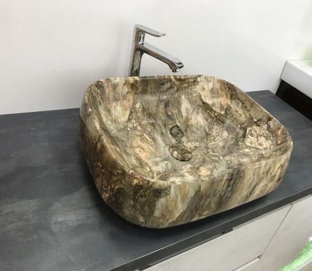 Раковина из сантехнического фаянса CeramaLux 186 60х40 накладная цвет многоцветный без отверстий под смеситель