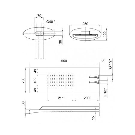 Верхний душ Webert Aria AC0741845 нержавеющая сталь