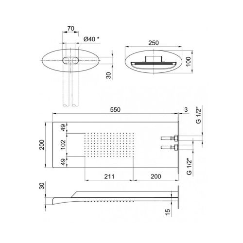 Верхний душ Webert Aria AC0741845 сталь - фото 3