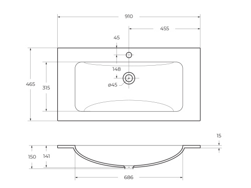 Раковина BelBagno  91 см BB910/465-LV-VTR-BO накладная цвет белый матовый - фото 2