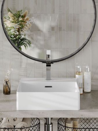 Раковина из сантехнического фарфора Orange B04-405w 40х40 накладная цвет белый