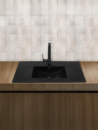 Раковина из сантехнического фаянса WeltWasser WW SK 10000005573 40 см встраиваемая цвет черный 1 отверстие под смеситель