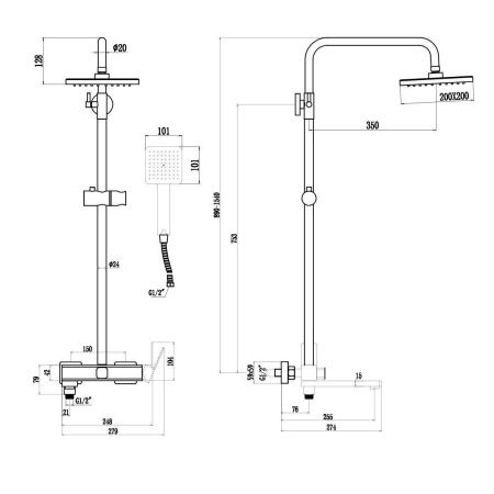 Душевая стойка Fmark FS8745-22C настенная цвет золото