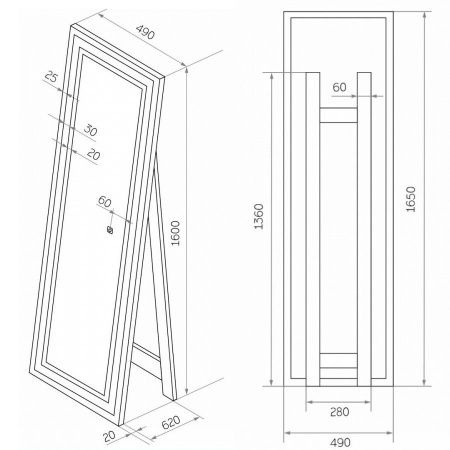 Зеркало с подсветкой Maretti Umbria UM1449165P18EL 50х170 напольное