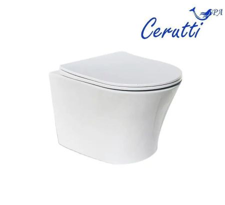 Унитаз подвесной Cerutti SPA CT7837 белый с сиденьем микролифт безободковый каскадный смыв
