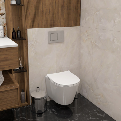 Унитаз подвесной Teymi Solli T40202 белый с сиденьем микролифт безободковый каскадный смыв - фото 3