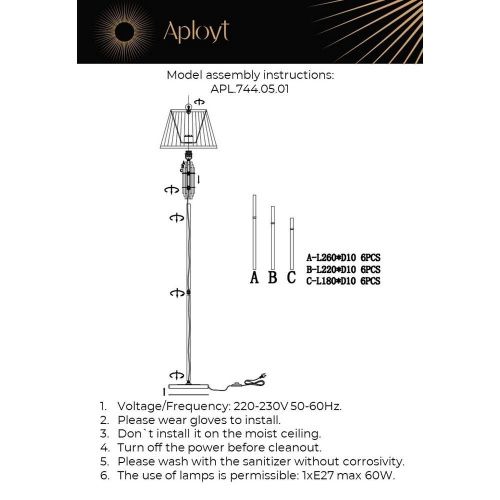 Торшер Aployt Zhaklin (Зхаклин) APL.744.05.01 - фото 3