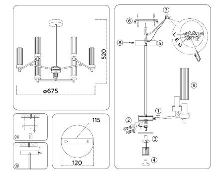 Люстра на штанге Ambrella Light Modern (Модерн) LH55151